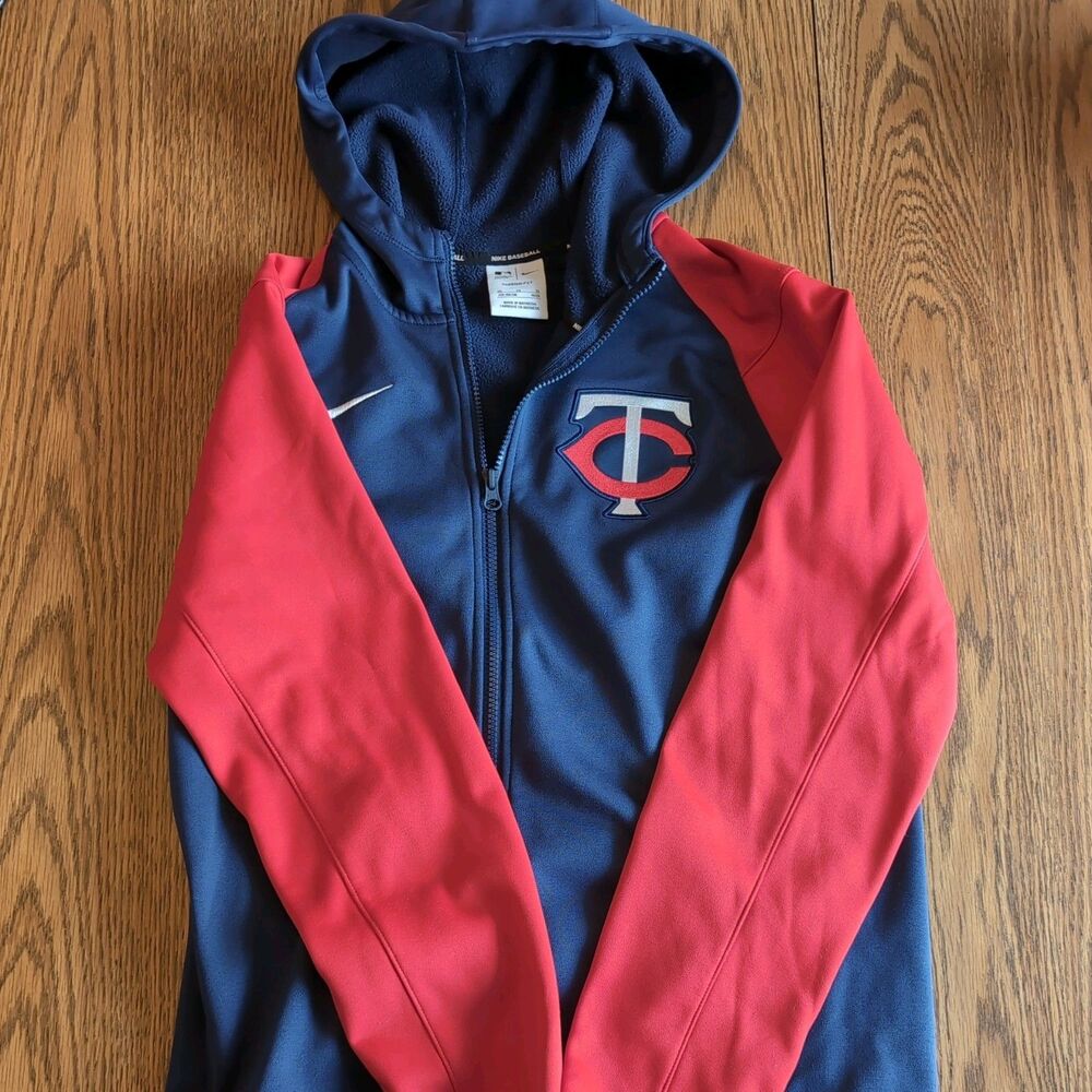 Minnesota Twins Jacket Mens Large Blue Red MLB Baseball Nike Therma Fit Full Zip